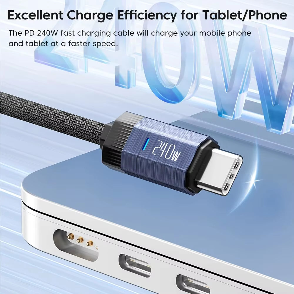 240W USB C to USB Type C Cable 48V 5A PD3.1 Super Fast Charging for Iphone 15 Promax Samsung S23 Macbook Hauwei Xiaomi